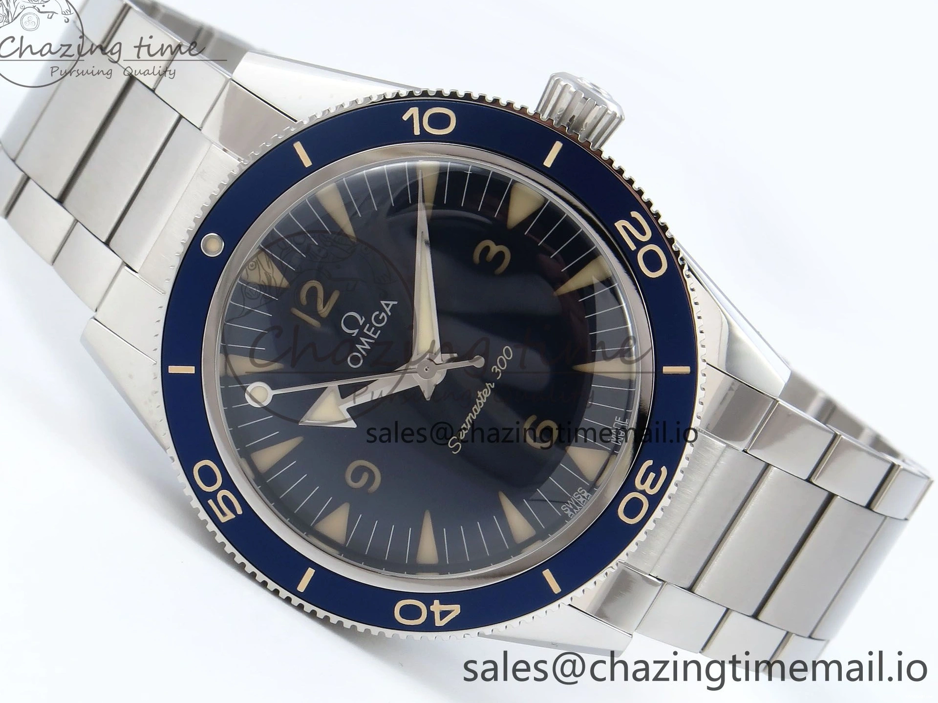 0401 Elegant Seamaster 300 Heritage SS VSF 1:1 Best Edition Blue Dial on SS Bracelet A 7701